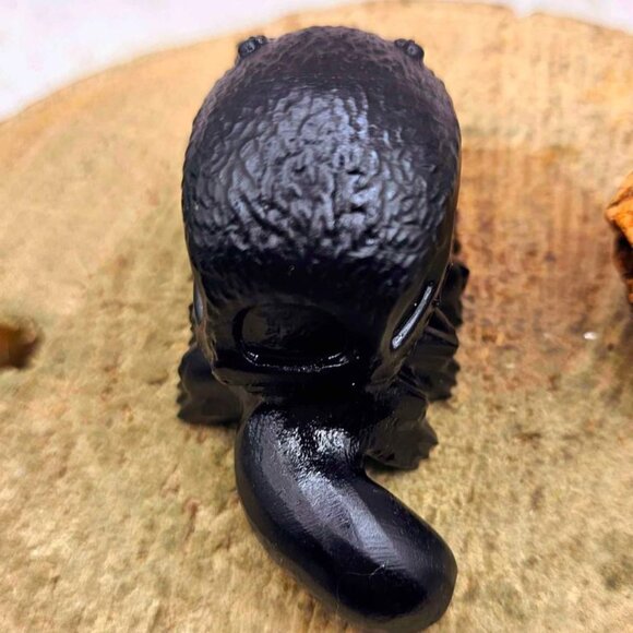 Nature Black Obsidian Hand Carved Cat Bus 3" Decor Figure - Picture 7 of 10